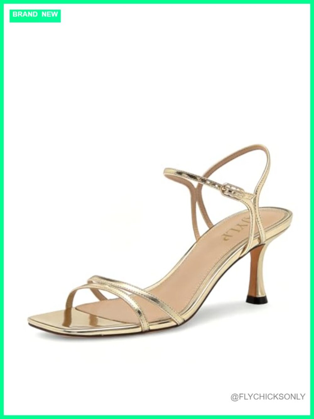 Kitten Heels for Women Slingback Strappy Open Square Toe Sandals Ankle Strap